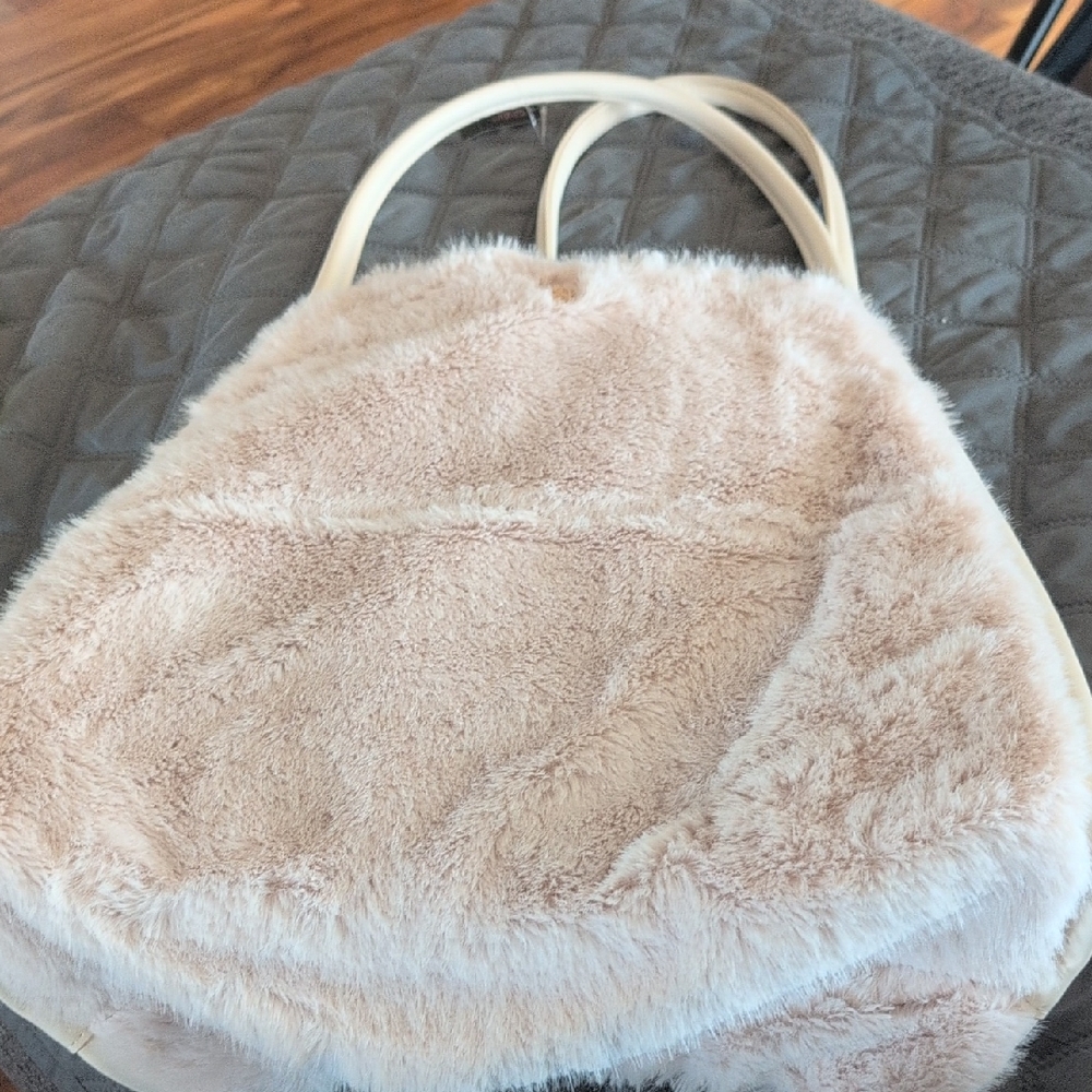 Victoria's Secret Soft Beige Faux Fur Shoulder Bag